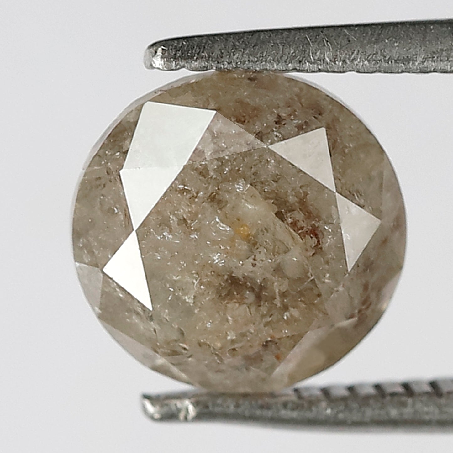 Natural 2.38 CT Round Brilliant cut Salt and Pepper Diamond, 7.60 x 7.60 mm Loose Rustic Diamond for Custom Engagement Ring