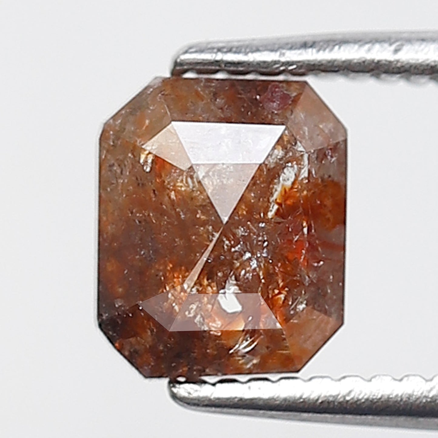 0.86 Ct 6 MM Emerald Shape Natural Loose Diamond Rustic Red Color Salt and Pepper Diamond