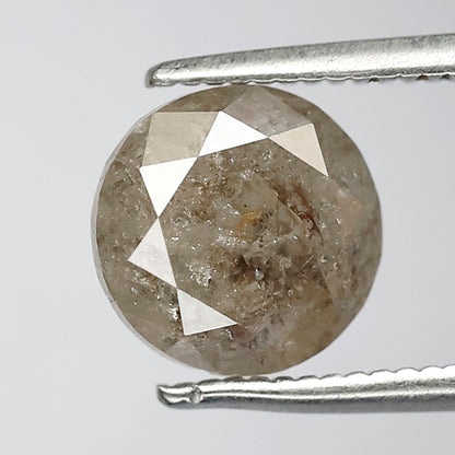 Natural 2.38 CT Round Brilliant cut Salt and Pepper Diamond, 7.60 x 7.60 mm Loose Rustic Diamond for Custom Engagement Ring