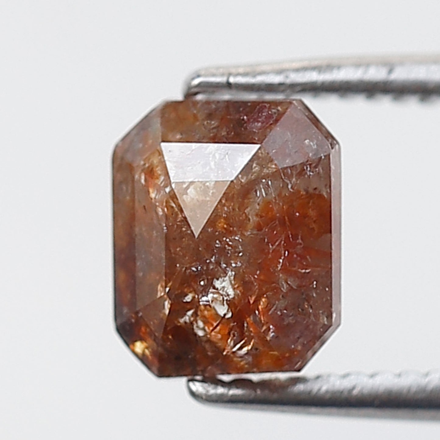 0.86 Ct 6 MM Emerald Shape Natural Loose Diamond Rustic Red Color Salt and Pepper Diamond