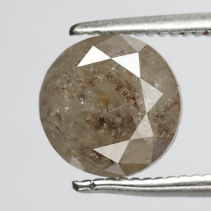 Natural 2.38 CT Round Brilliant cut Salt and Pepper Diamond, 7.60 x 7.60 mm Loose Rustic Diamond for Custom Engagement Ring