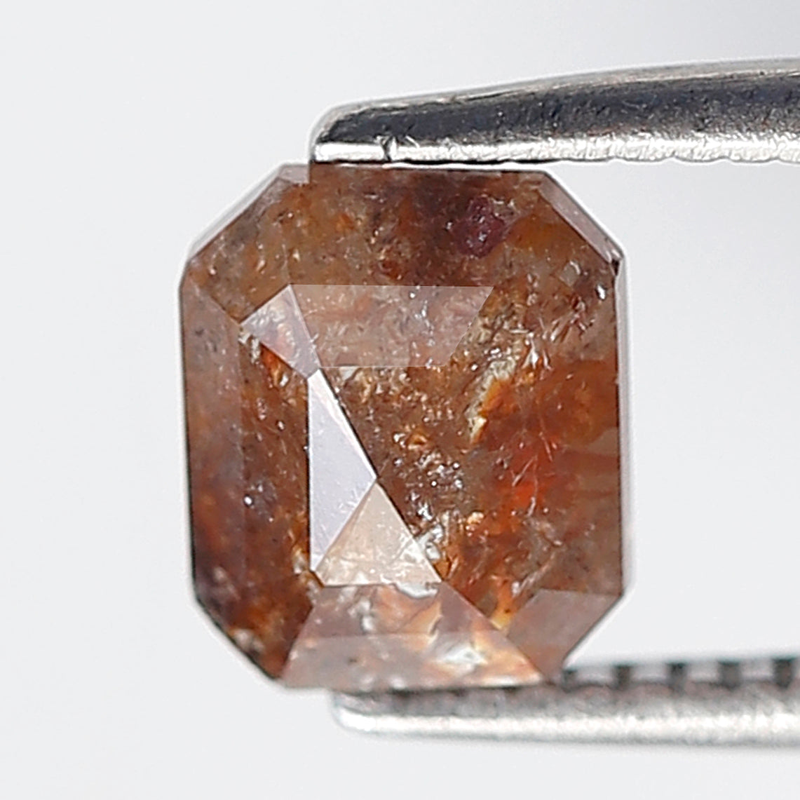 0.86 Ct 6 MM Emerald Shape Natural Loose Diamond Rustic Red Color Salt and Pepper Diamond