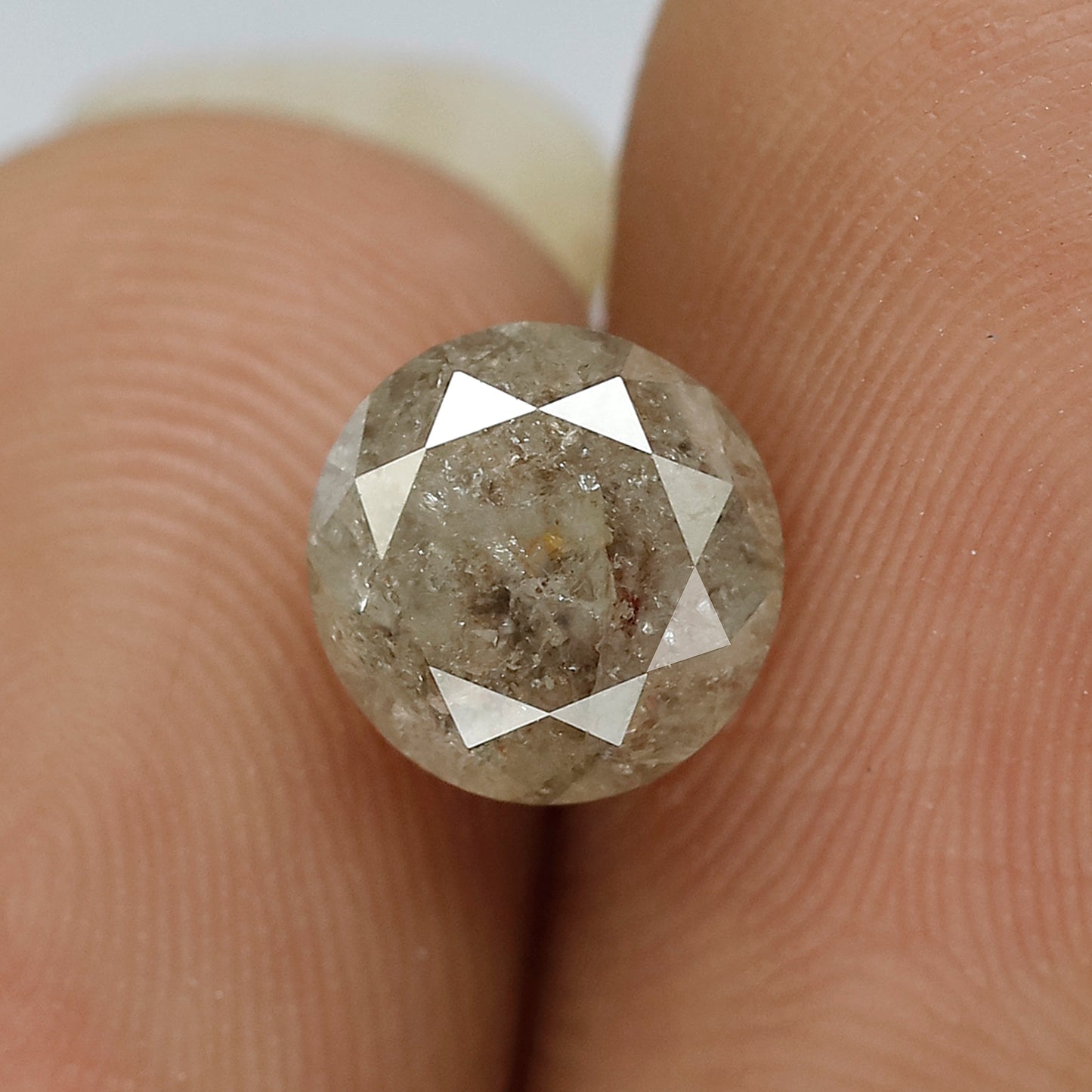 Natural 2.38 CT Round Brilliant cut Salt and Pepper Diamond, 7.60 x 7.60 mm Loose Rustic Diamond for Custom Engagement Ring