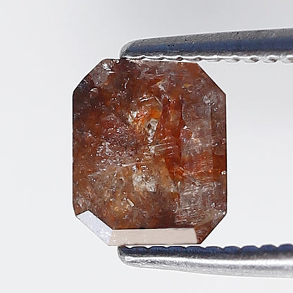 0.86 Ct 6 MM Emerald Shape Natural Loose Diamond Rustic Red Color Salt and Pepper Diamond