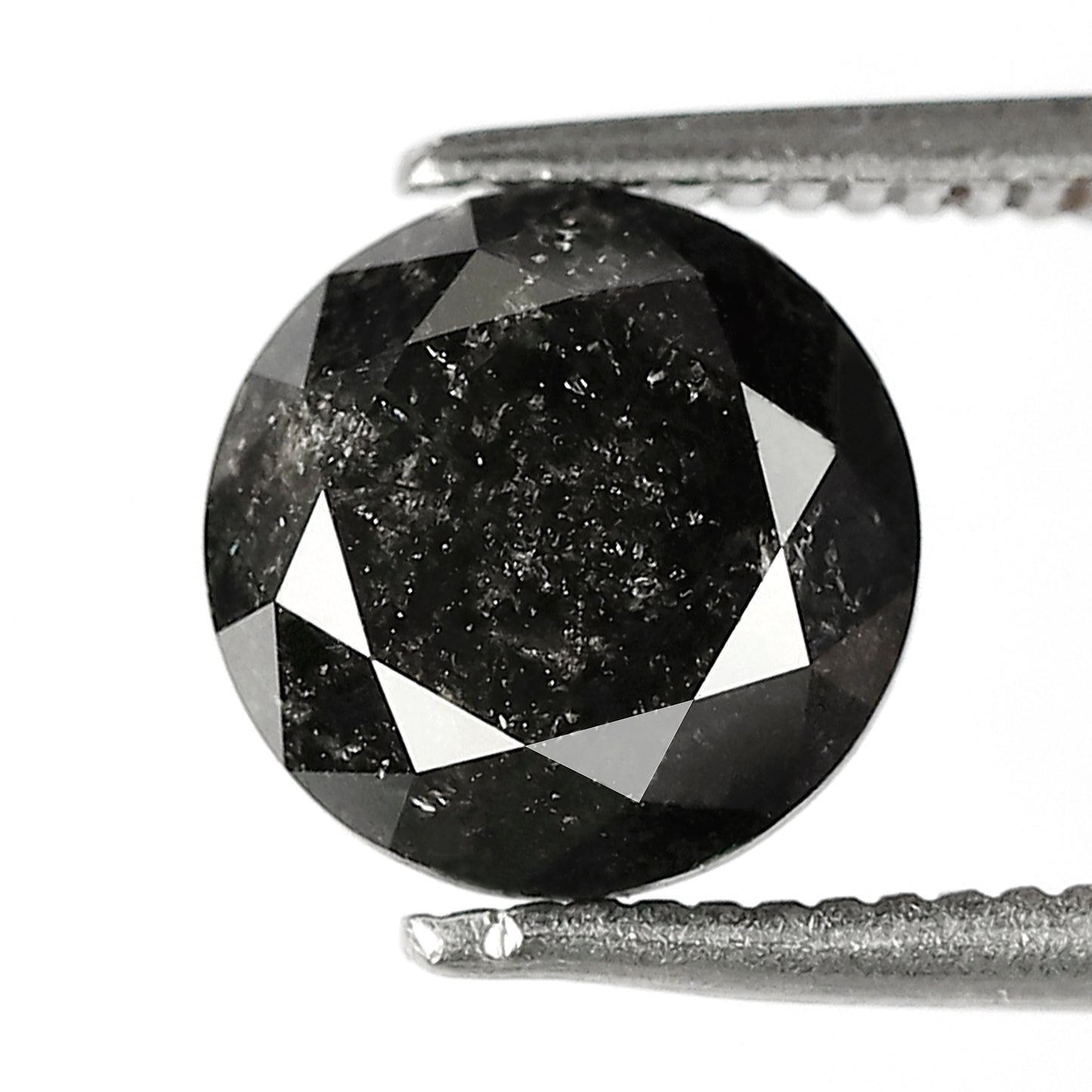 2.09 CT Conflict Free Round Brilliant cut Loose Diamond, Natural Gray Black Earth Mined Salt and Pepper Diamond For Promise Ring