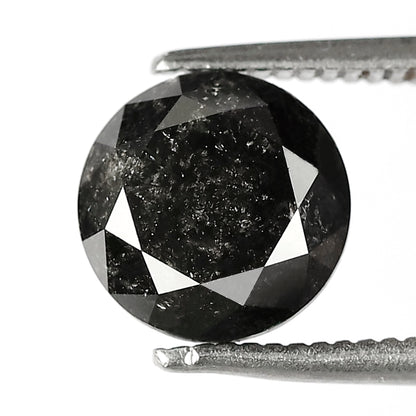 2.09 CT Conflict Free Round Brilliant cut Loose Diamond, Natural Gray Black Earth Mined Salt and Pepper Diamond For Promise Ring