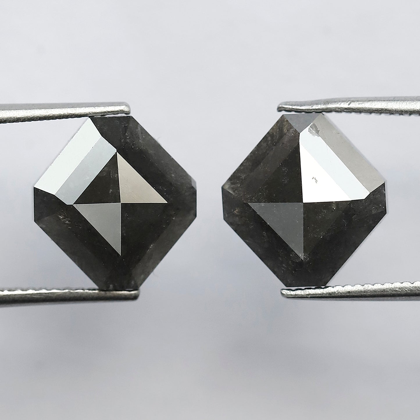 8.70 CT Pair of Antique Geometric Shape Natural Grey Black step Cut Polished Salt and Pepper Diamond Ideal For Stunning Earrings For Bride