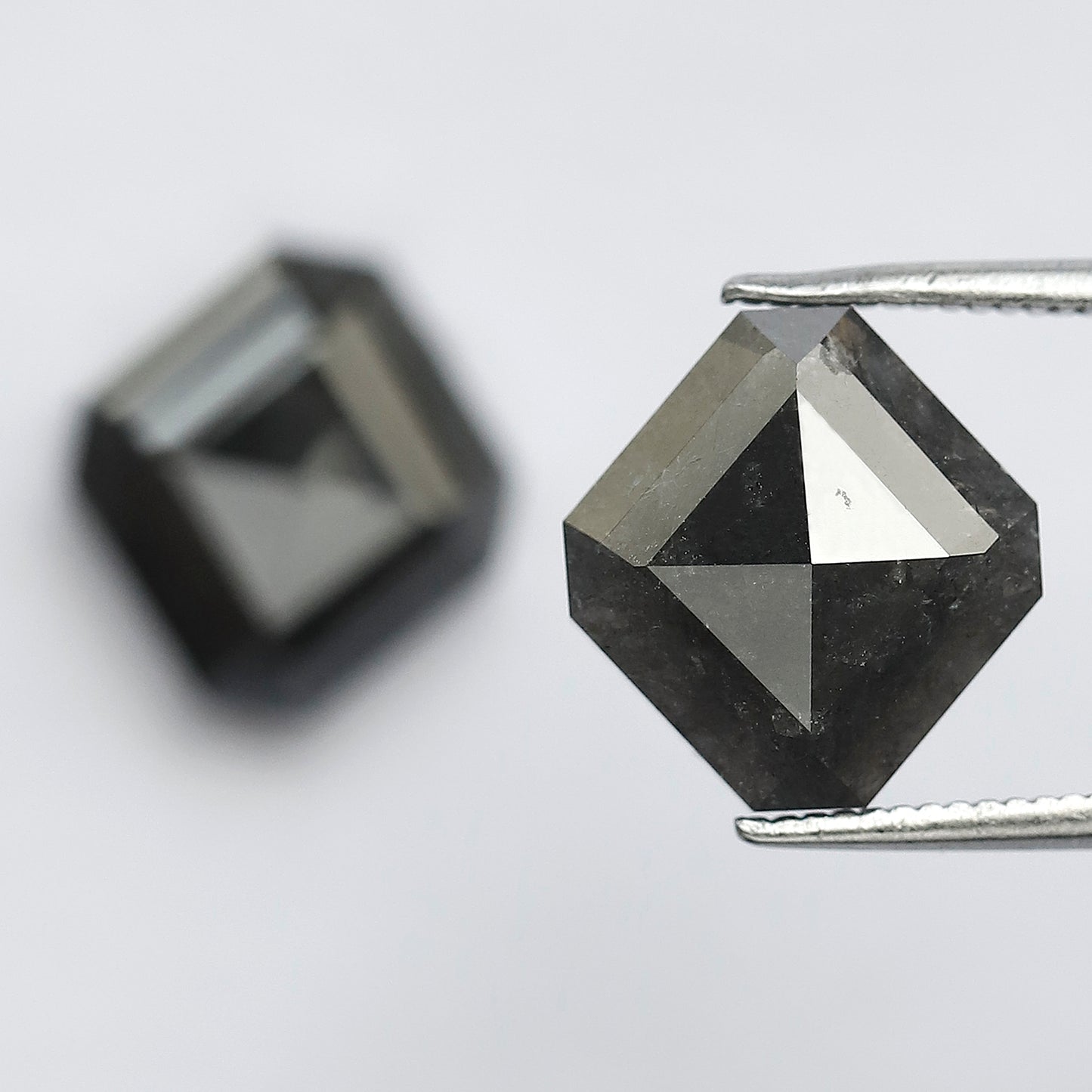 8.70 CT Pair of Antique Geometric Shape Natural Grey Black step Cut Polished Salt and Pepper Diamond Ideal For Stunning Earrings For Bride