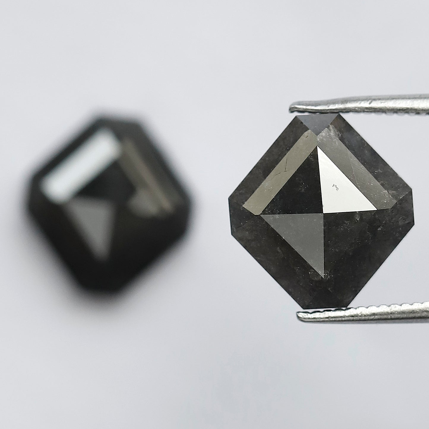 8.70 CT Pair of Antique Geometric Shape Natural Grey Black step Cut Polished Salt and Pepper Diamond Ideal For Stunning Earrings For Bride