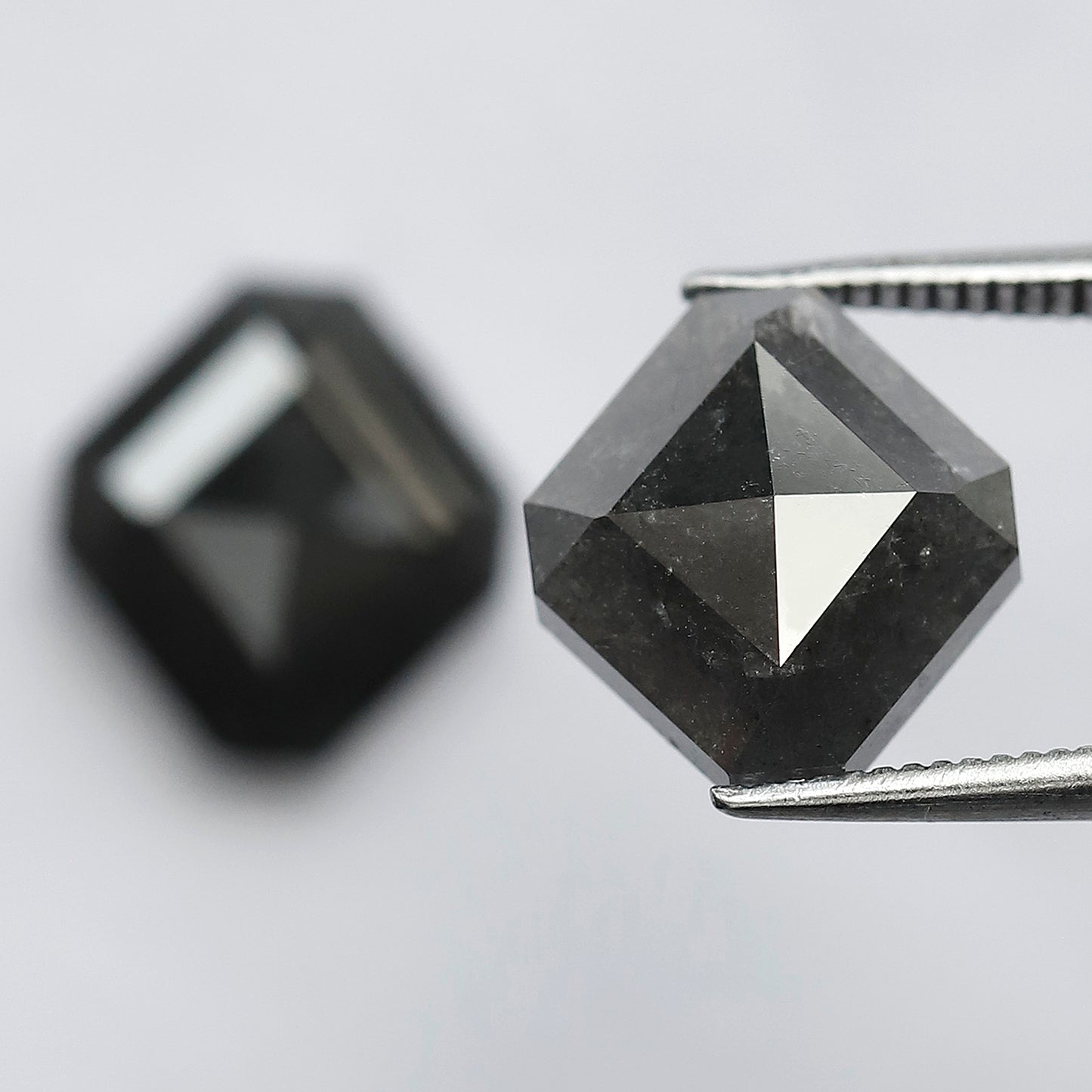 8.70 CT Pair of Antique Geometric Shape Natural Grey Black step Cut Polished Salt and Pepper Diamond Ideal For Stunning Earrings For Bride