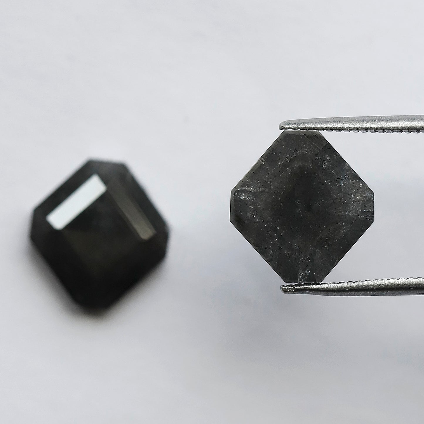 8.70 CT Pair of Antique Geometric Shape Natural Grey Black step Cut Polished Salt and Pepper Diamond Ideal For Stunning Earrings For Bride