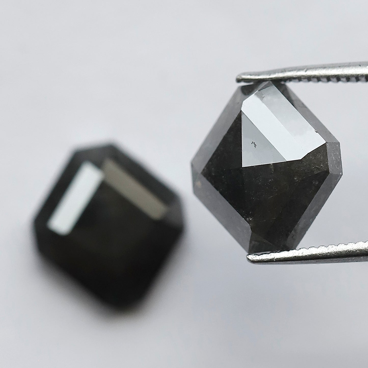 8.70 CT Pair of Antique Geometric Shape Natural Grey Black step Cut Polished Salt and Pepper Diamond Ideal For Stunning Earrings For Bride