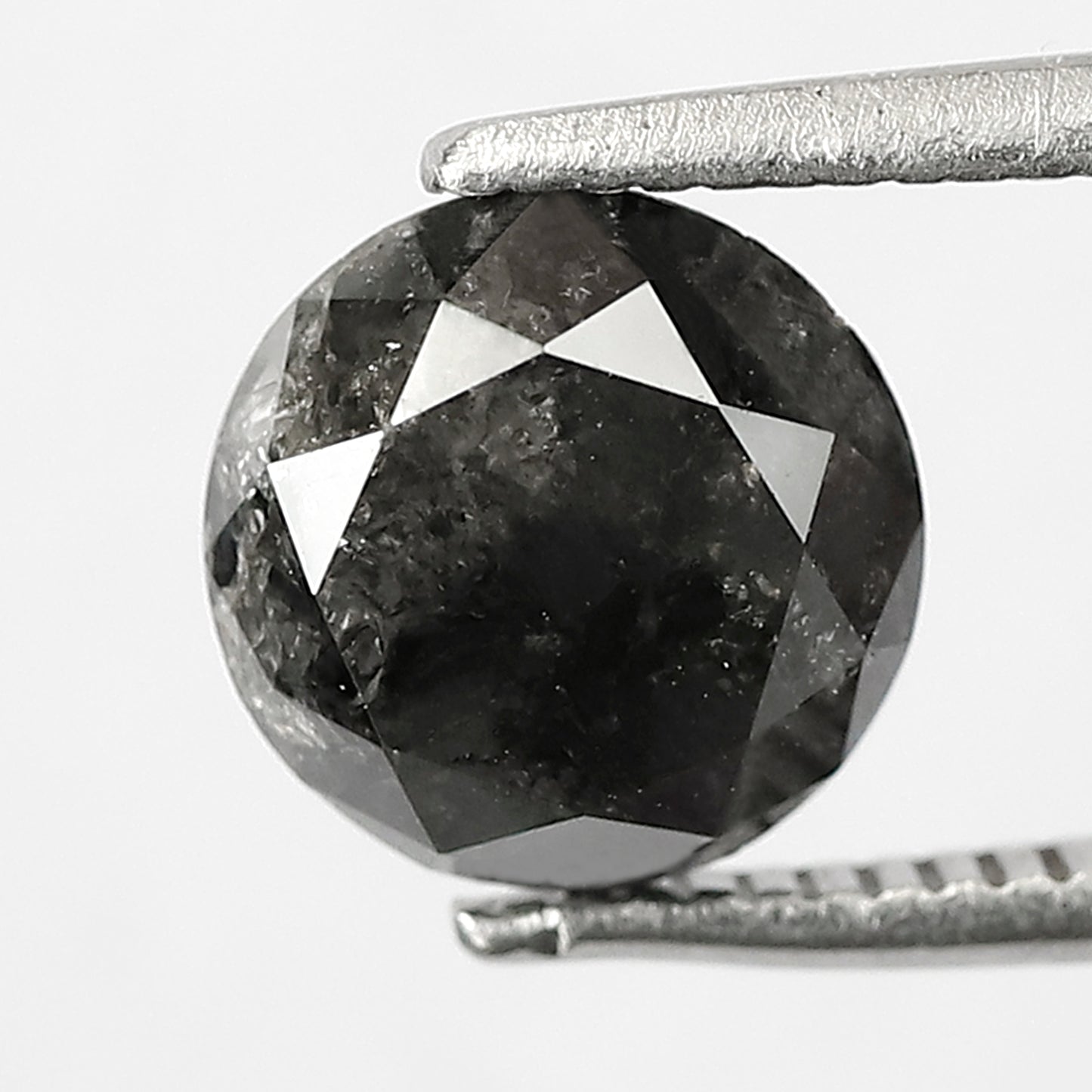 2.05 CT Round Brilliant Cut Salt and Pepper Diamond, Natural Gray Black Loose Diamond for Bridal Jewelry and Engagement Ring