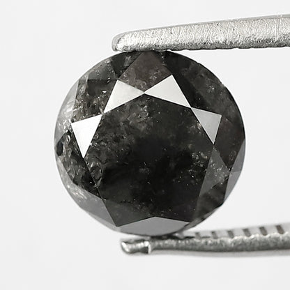 2.05 CT Round Brilliant Cut Salt and Pepper Diamond, Natural Gray Black Loose Diamond for Bridal Jewelry and Engagement Ring