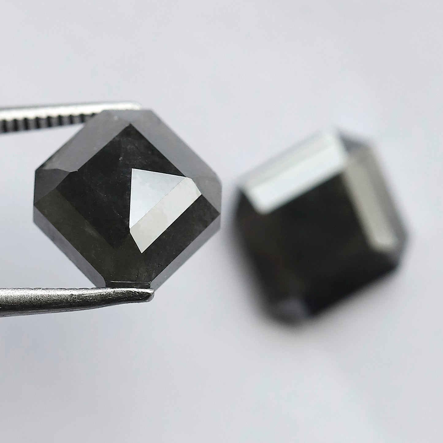8.70 CT Pair of Antique Geometric Shape Natural Grey Black step Cut Polished Salt and Pepper Diamond Ideal For Stunning Earrings For Bride