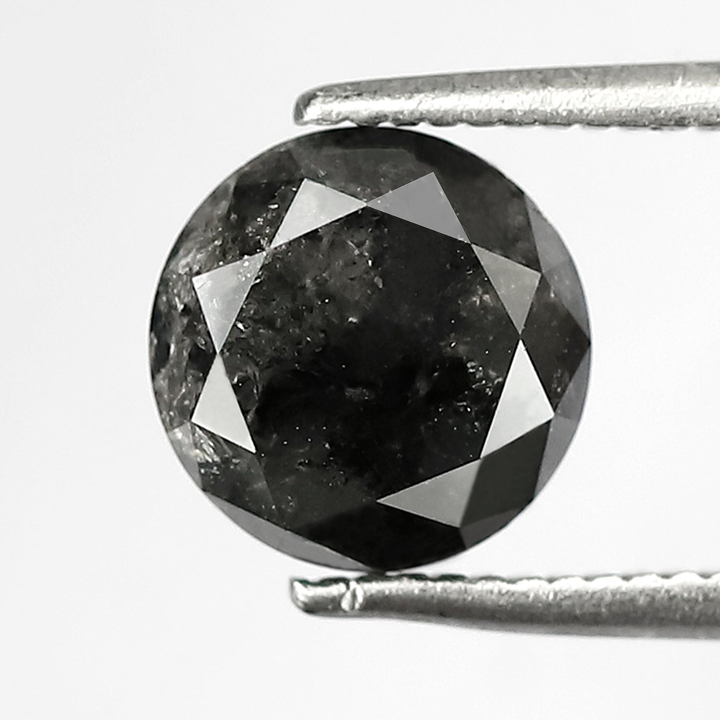2.05 CT Round Brilliant Cut Salt and Pepper Diamond, Natural Gray Black Loose Diamond for Bridal Jewelry and Engagement Ring