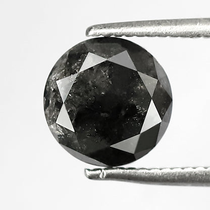 2.05 CT Round Brilliant Cut Salt and Pepper Diamond, Natural Gray Black Loose Diamond for Bridal Jewelry and Engagement Ring