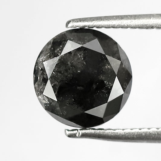 2.05 CT Round Brilliant Cut Salt and Pepper Diamond, Natural Gray Black Loose Diamond for Bridal Jewelry and Engagement Ring