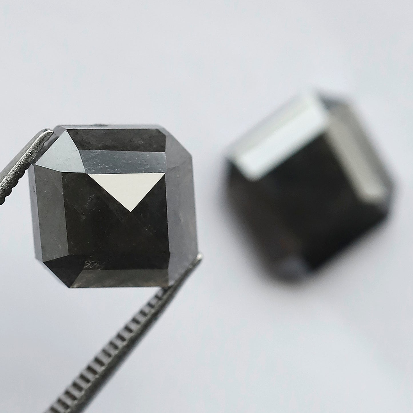 8.70 CT Pair of Antique Geometric Shape Natural Grey Black step Cut Polished Salt and Pepper Diamond Ideal For Stunning Earrings For Bride