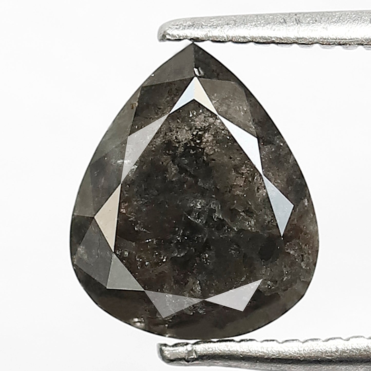2.01 CT Pear Shape Gray Black Loose Diamond, 8.70 mm Natural Salt and Pepper Diamond For Bridal Ring