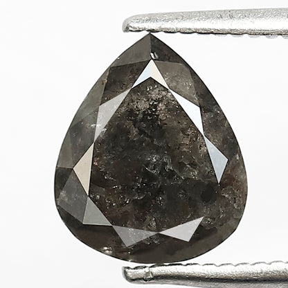 2.01 CT Pear Shape Gray Black Loose Diamond, 8.70 mm Natural Salt and Pepper Diamond For Bridal Ring