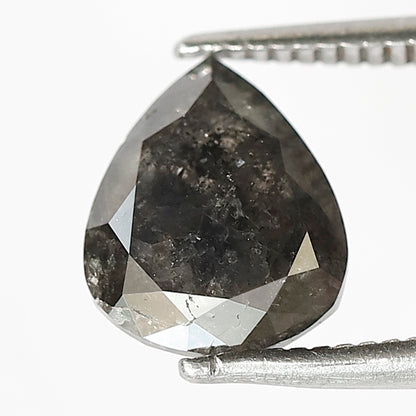 2.01 CT Pear Shape Gray Black Loose Diamond, 8.70 mm Natural Salt and Pepper Diamond For Bridal Ring