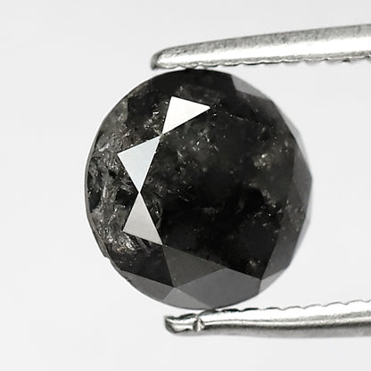 2.05 CT Round Brilliant Cut Salt and Pepper Diamond, Natural Gray Black Loose Diamond for Bridal Jewelry and Engagement Ring