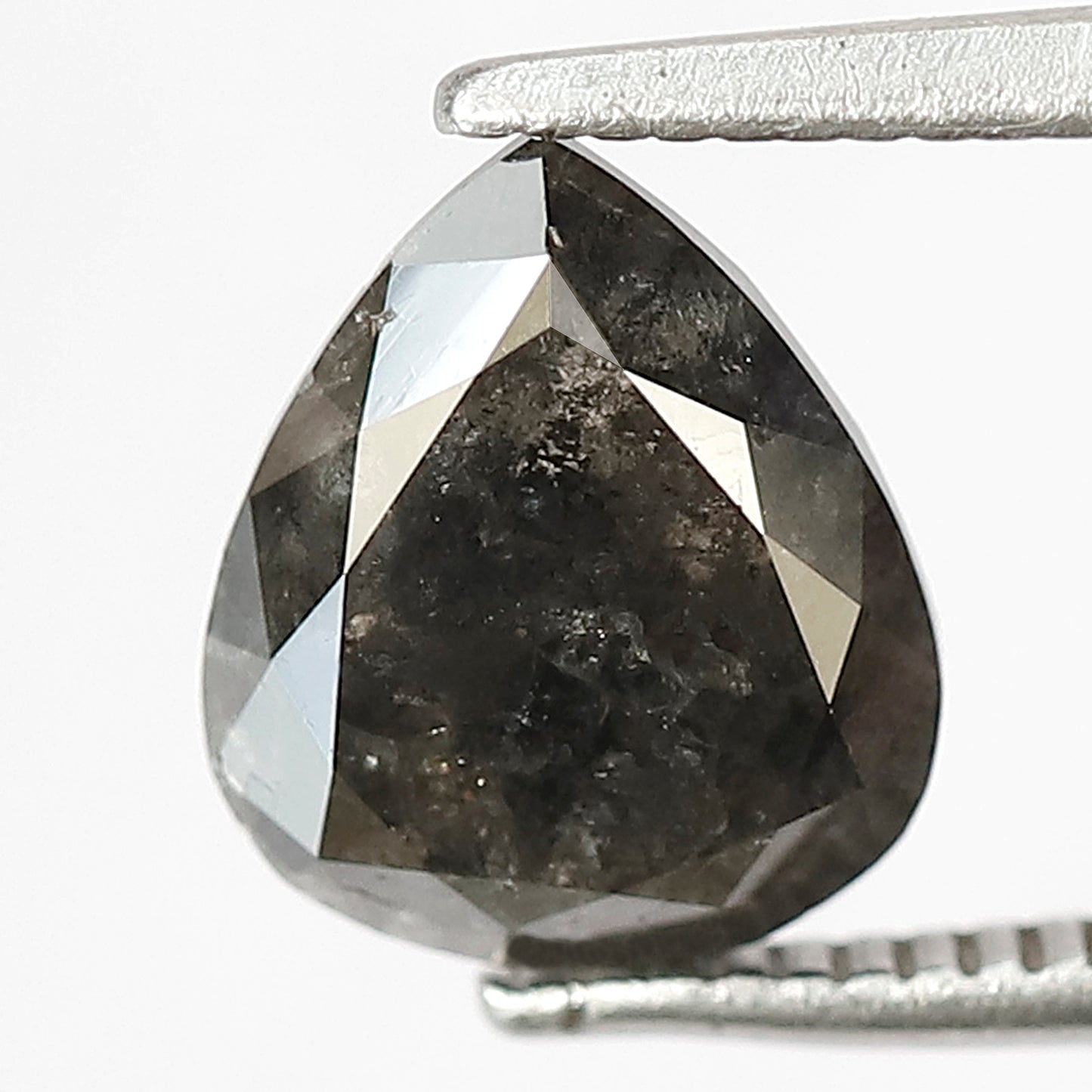 2.01 CT Pear Shape Gray Black Loose Diamond, 8.70 mm Natural Salt and Pepper Diamond For Bridal Ring