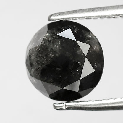 2.05 CT Round Brilliant Cut Salt and Pepper Diamond, Natural Gray Black Loose Diamond for Bridal Jewelry and Engagement Ring