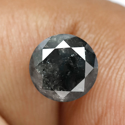 2.05 CT Round Brilliant Cut Salt and Pepper Diamond, Natural Gray Black Loose Diamond for Bridal Jewelry and Engagement Ring