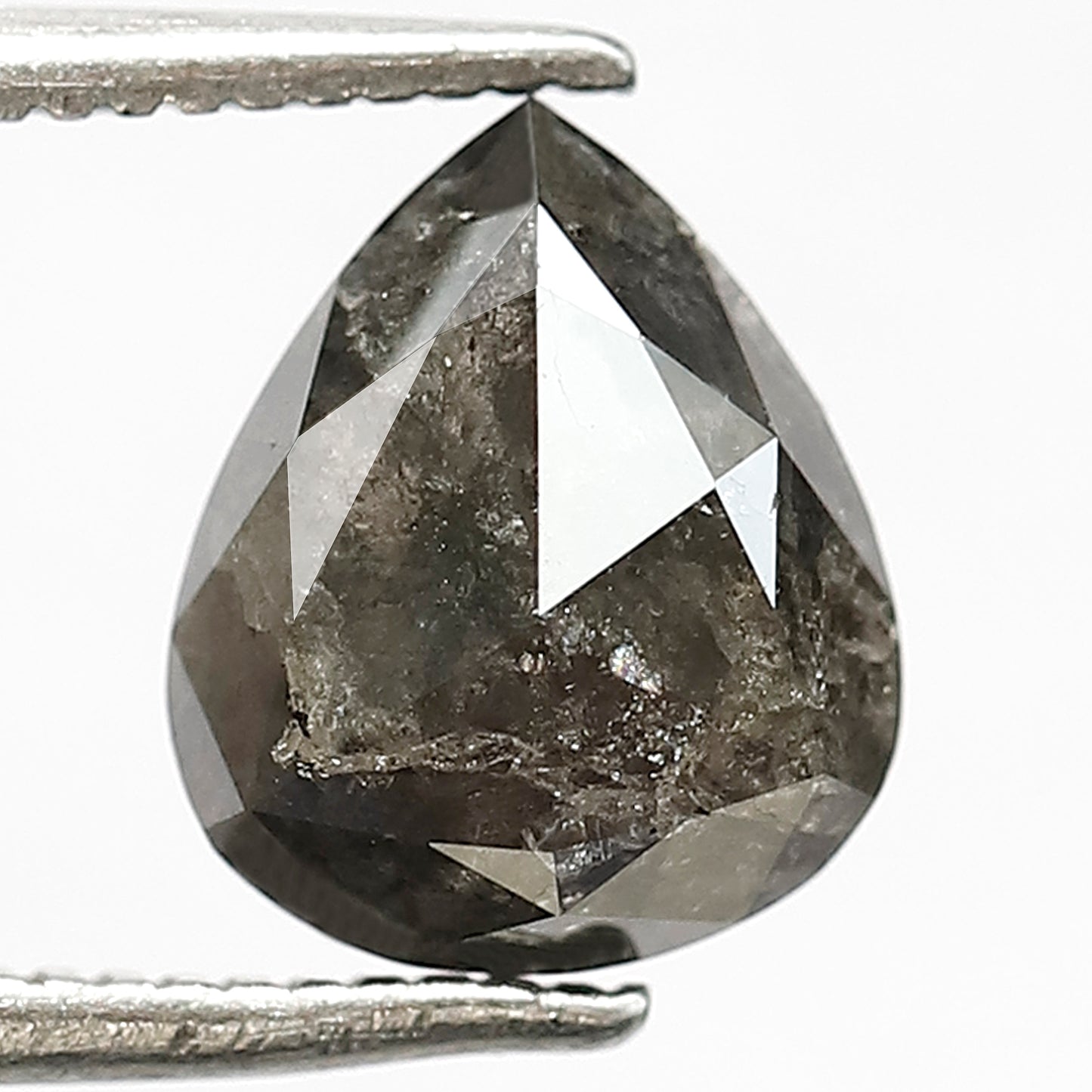 2.01 CT Pear Shape Gray Black Loose Diamond, 8.70 mm Natural Salt and Pepper Diamond For Bridal Ring