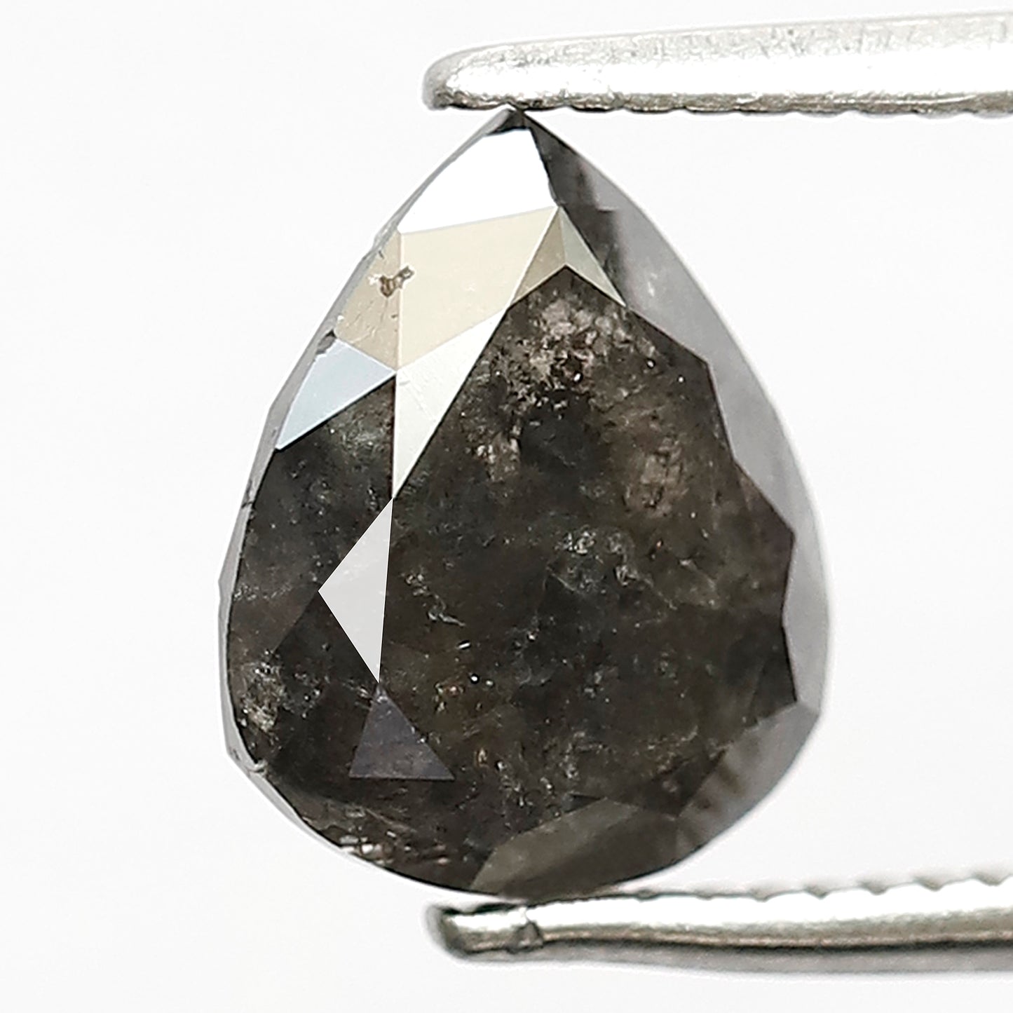 2.01 CT Pear Shape Gray Black Loose Diamond, 8.70 mm Natural Salt and Pepper Diamond For Bridal Ring