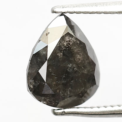 2.01 CT Pear Shape Gray Black Loose Diamond, 8.70 mm Natural Salt and Pepper Diamond For Bridal Ring