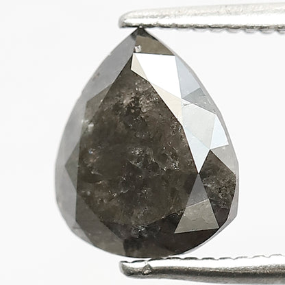 2.01 CT Pear Shape Gray Black Loose Diamond, 8.70 mm Natural Salt and Pepper Diamond For Bridal Ring