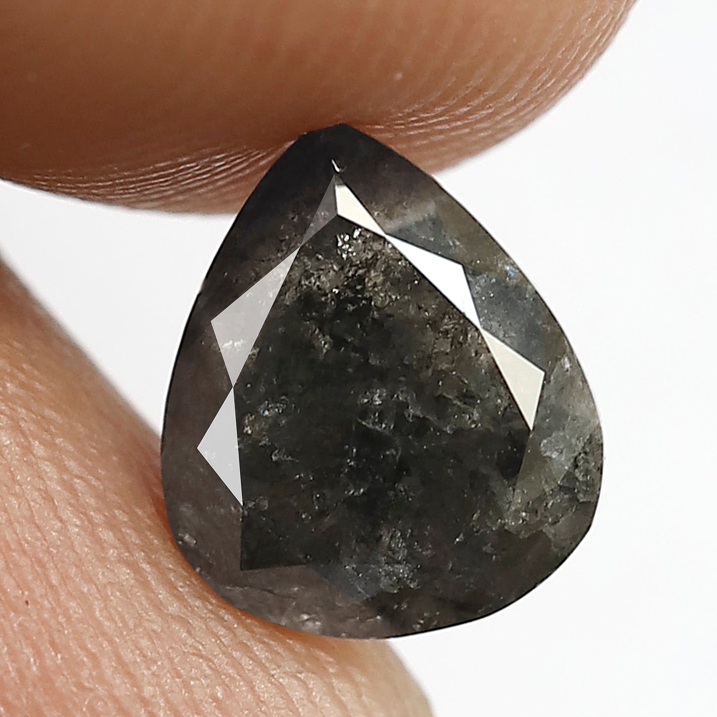 2.01 CT Pear Shape Gray Black Loose Diamond, 8.70 mm Natural Salt and Pepper Diamond For Bridal Ring