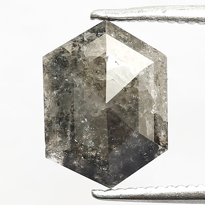 1.52 CT Hexagon cut Salt and Pepper Diamond, 10.70 mm Gray Black Loose Earth Mined Diamond