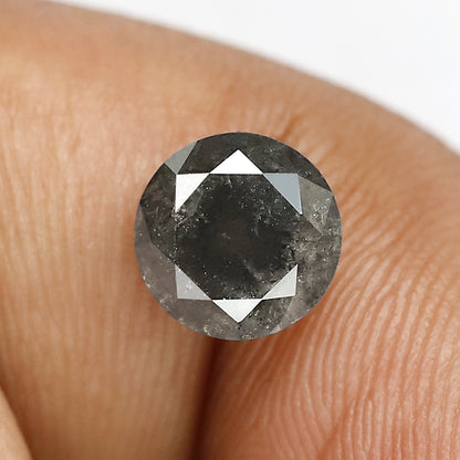Earth Mined 1.51 CT Round Brilliant cut Salt and Pepper Diamond, Natural Gray Black Loose Diamond for Engagement Jewelry