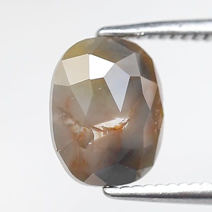 1.39 Ct 8 MM Oval Shape Salt and Pepper Diamond Rustic Grey Color Natural Loose Diamond