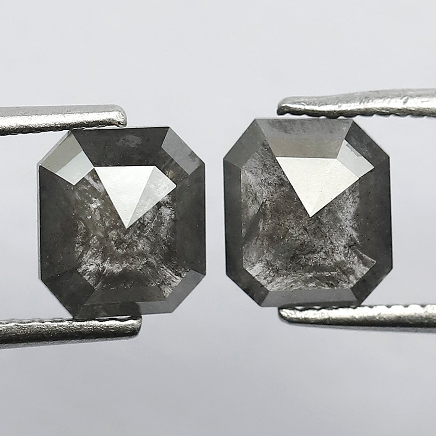 7 MM Natural Grey Black 2.34 CT Pair of Glaring Faceted Loose Conflict Free Salt and Pepper Diamond Made for Beautiful Marriage Jewelry