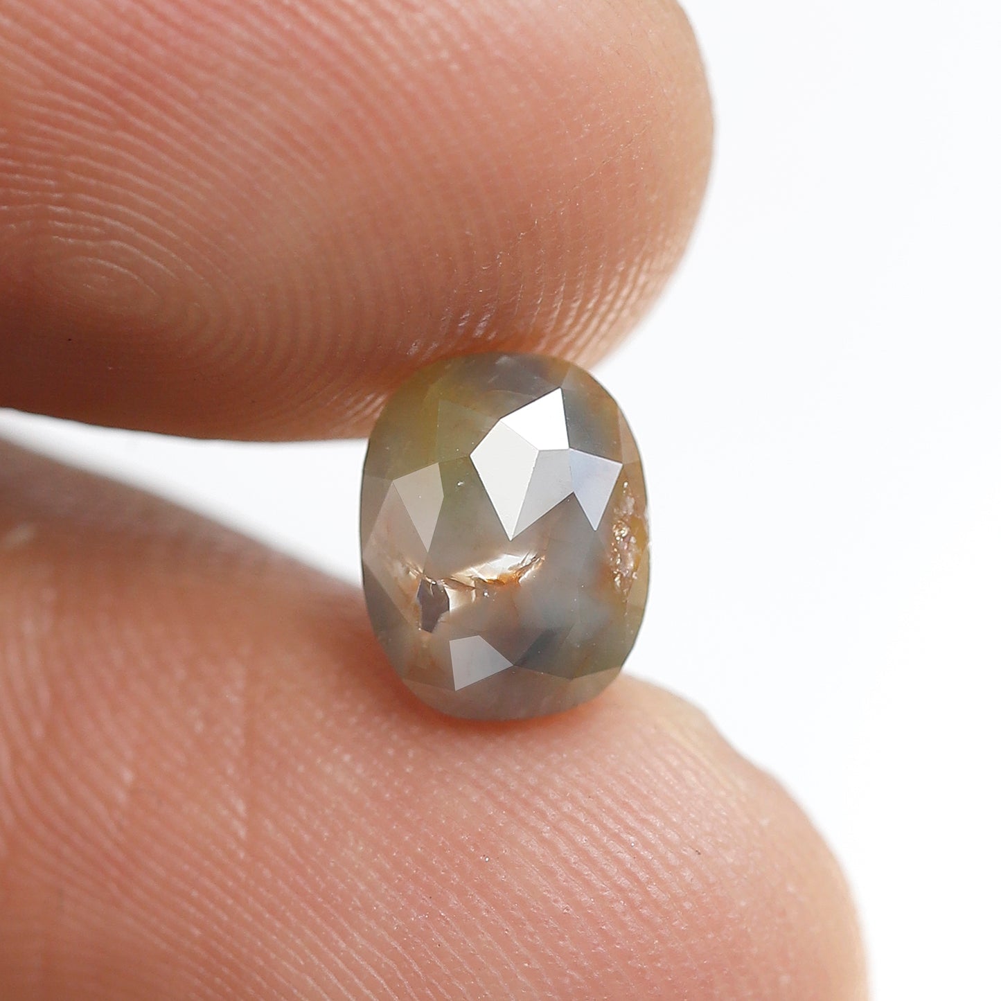 1.39 Ct 8 MM Oval Shape Salt and Pepper Diamond Rustic Grey Color Natural Loose Diamond
