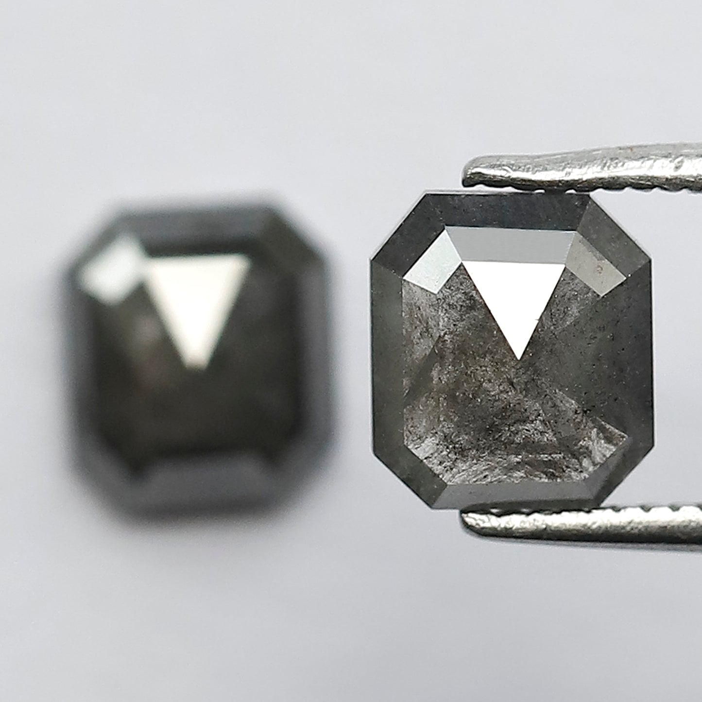 7 MM Natural Grey Black 2.34 CT Pair of Glaring Faceted Loose Conflict Free Salt and Pepper Diamond Made for Beautiful Marriage Jewelry
