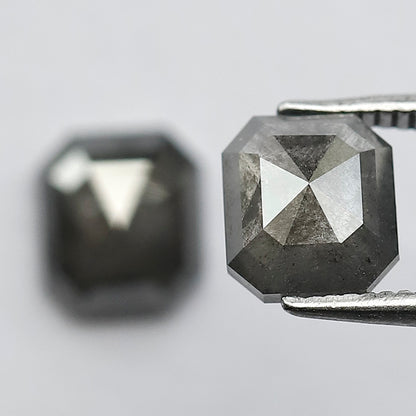 7 MM Natural Grey Black 2.34 CT Pair of Glaring Faceted Loose Conflict Free Salt and Pepper Diamond Made for Beautiful Marriage Jewelry