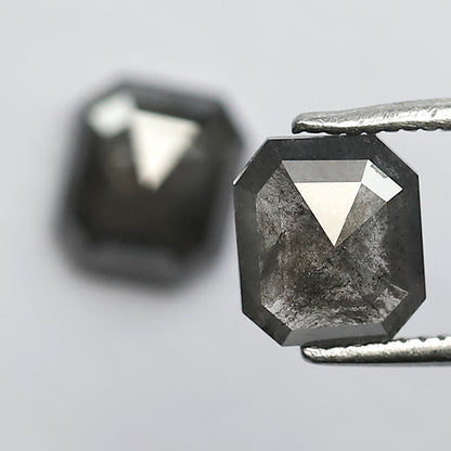 7 MM Natural Grey Black 2.34 CT Pair of Glaring Faceted Loose Conflict Free Salt and Pepper Diamond Made for Beautiful Marriage Jewelry