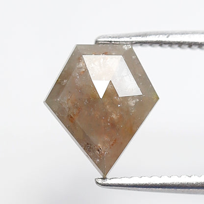 1.25 Ct Shield Shape Salt and Pepper Diamond 8.50 MM Rustic Grey Natural Loose Diamond