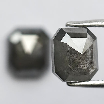 7 MM Natural Grey Black 2.34 CT Pair of Glaring Faceted Loose Conflict Free Salt and Pepper Diamond Made for Beautiful Marriage Jewelry