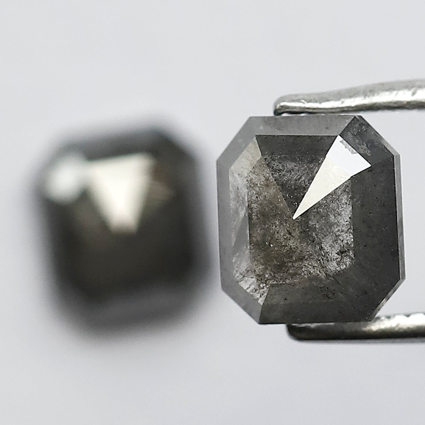 7 MM Natural Grey Black 2.34 CT Pair of Glaring Faceted Loose Conflict Free Salt and Pepper Diamond Made for Beautiful Marriage Jewelry