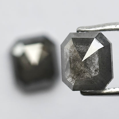 7 MM Natural Grey Black 2.34 CT Pair of Glaring Faceted Loose Conflict Free Salt and Pepper Diamond Made for Beautiful Marriage Jewelry