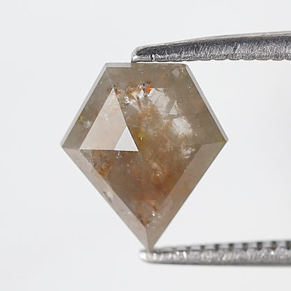 1.25 Ct Shield Shape Salt and Pepper Diamond 8.50 MM Rustic Grey Natural Loose Diamond