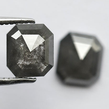 7 MM Natural Grey Black 2.34 CT Pair of Glaring Faceted Loose Conflict Free Salt and Pepper Diamond Made for Beautiful Marriage Jewelry