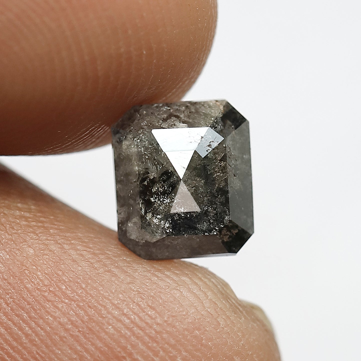Loose 1.84 CT Cushion Cut Gray Black Diamond, Natural Salt and Pepper Conflict Free Diamond